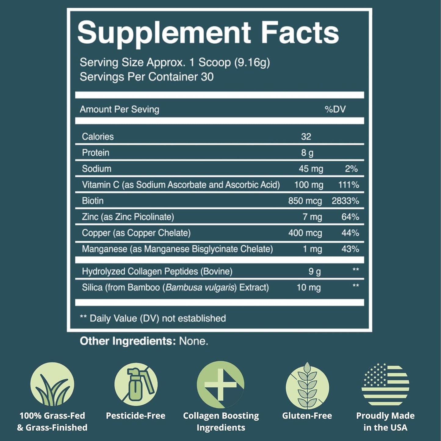 Renewed Health Advanced Collagen Plus Powder with Vitamin C, Biotin, Zinc, and More - 30 Servings, Grass-Fed
