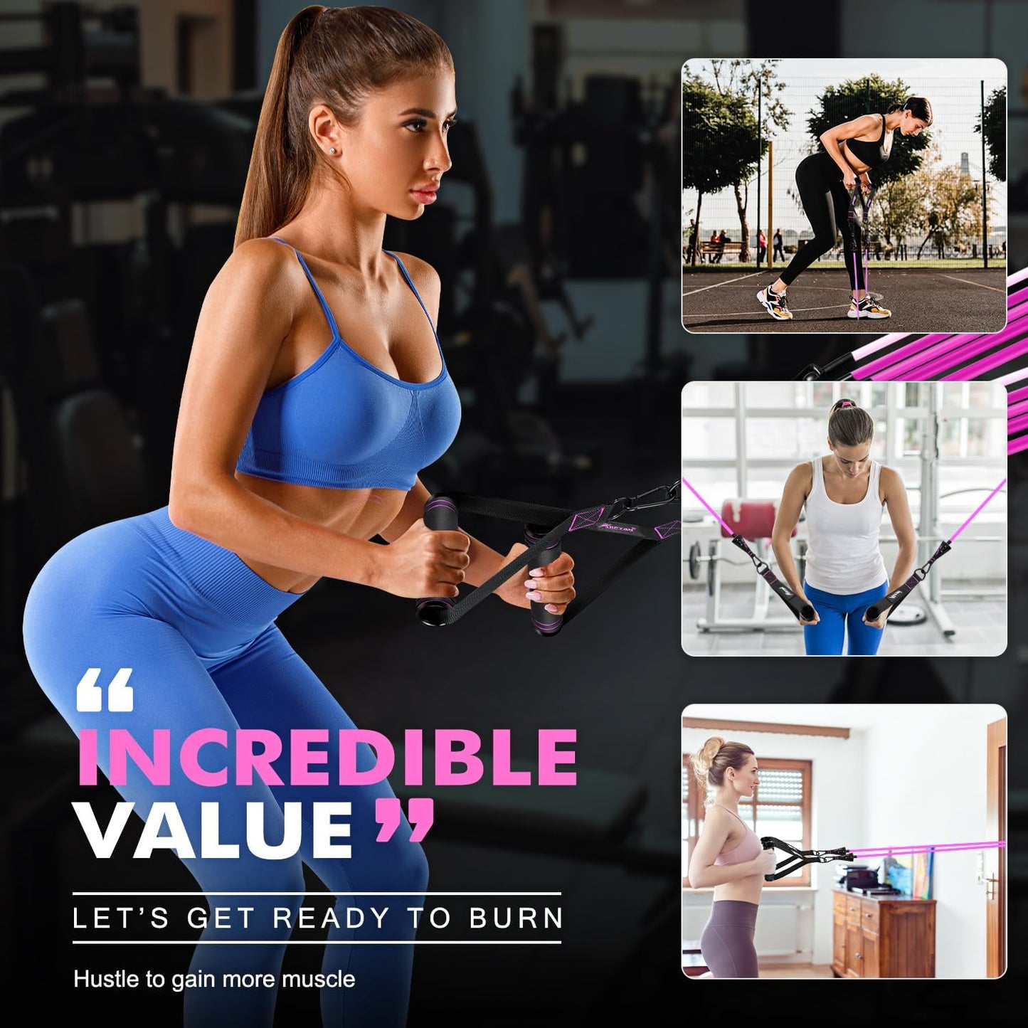 Resistance Bands with Handles, Ankle Straps, and Door Anchor - Ideal for Heavy Resistance Training, Physical Therapy, Yoga, and Home Workouts