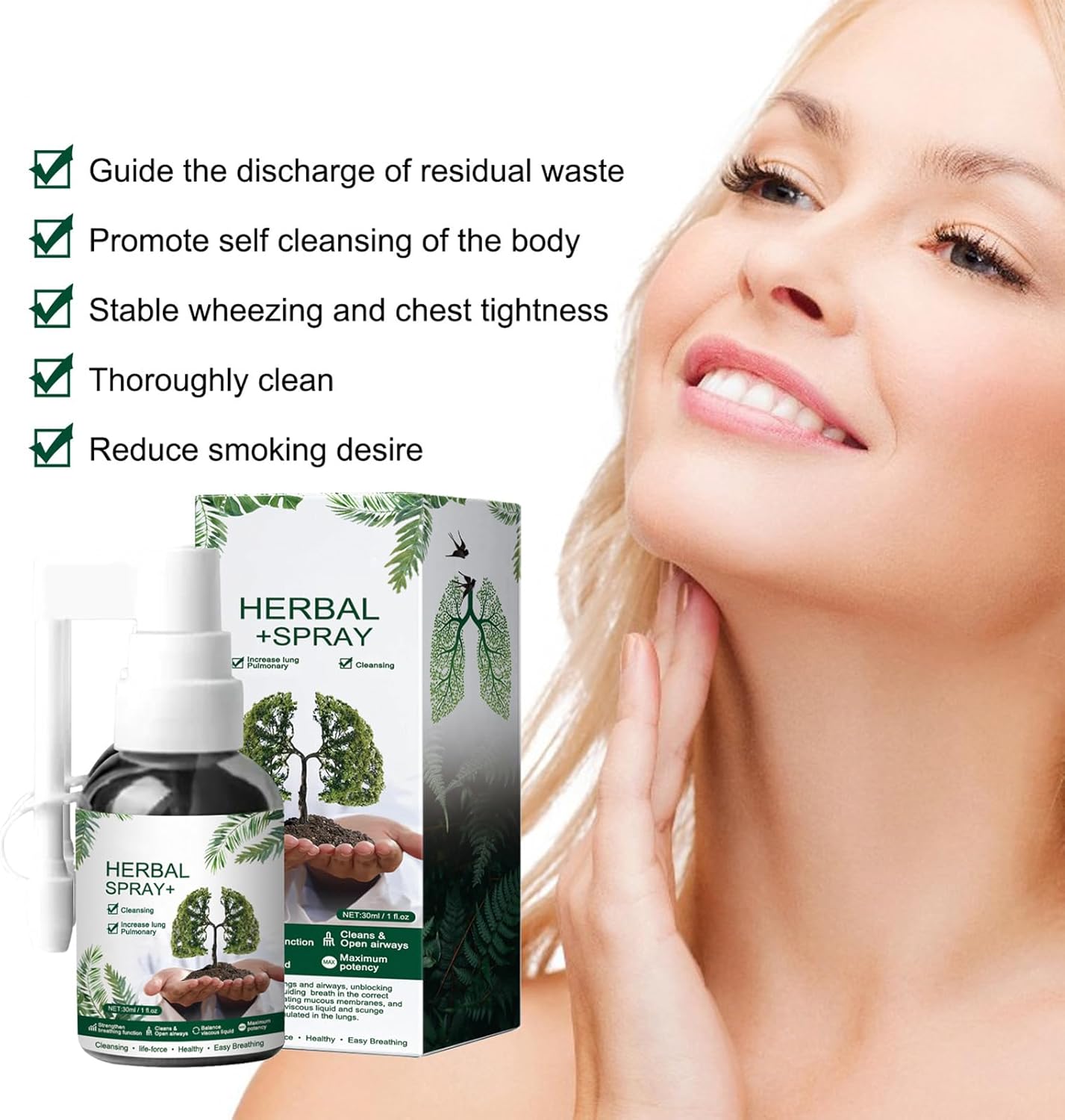 RespiNature Herbal Lung Cleanse Spray, Natural Lung Essence Kit for Powerful Support & Cleanse (3 PCS)