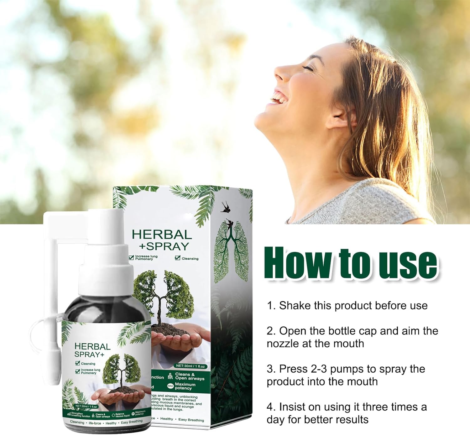 RespiNature Herbal Lung Cleanse Spray, Natural Lung Essence Kit for Powerful Support & Cleanse (3 PCS)