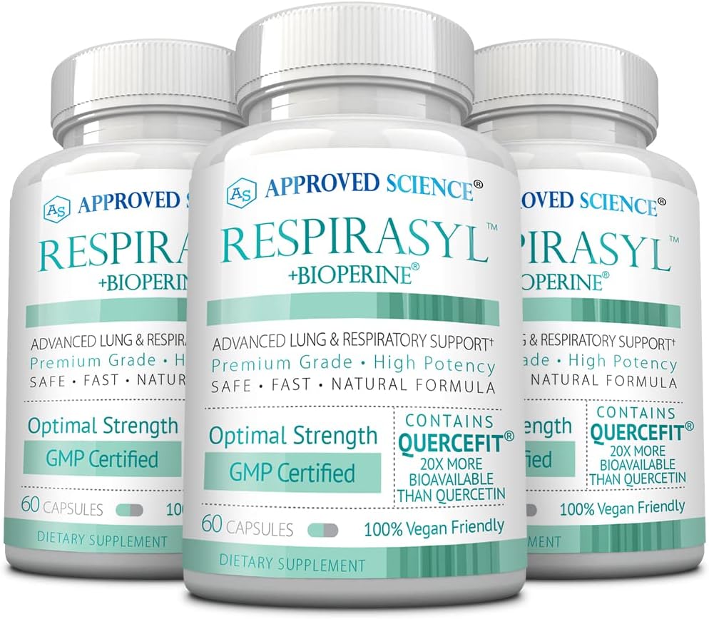 Respirasyl Lung and Respiratory Support Supplement with Quercefit and Vitamins - 3 Month Supply - Made in USA