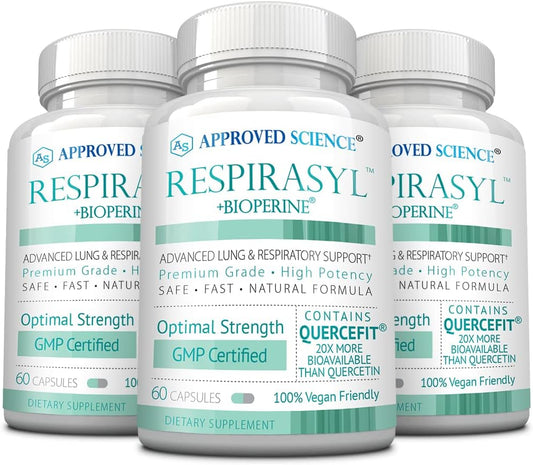 Respirasyl Lung and Respiratory Support Supplement with Quercefit and Vitamins - 3 Month Supply - Made in USA