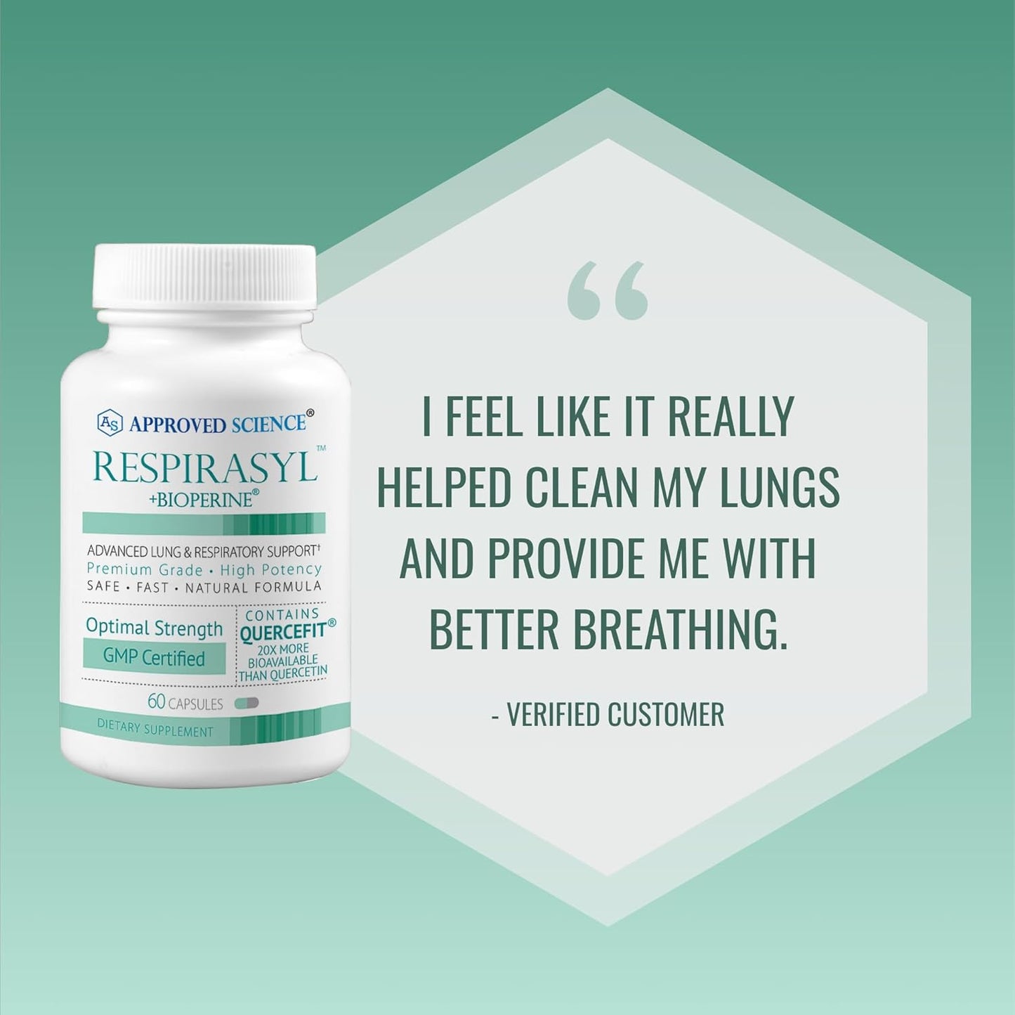 Respirasyl Lung and Respiratory Support Supplement with Quercefit and Vitamins - 3 Month Supply - Made in USA
