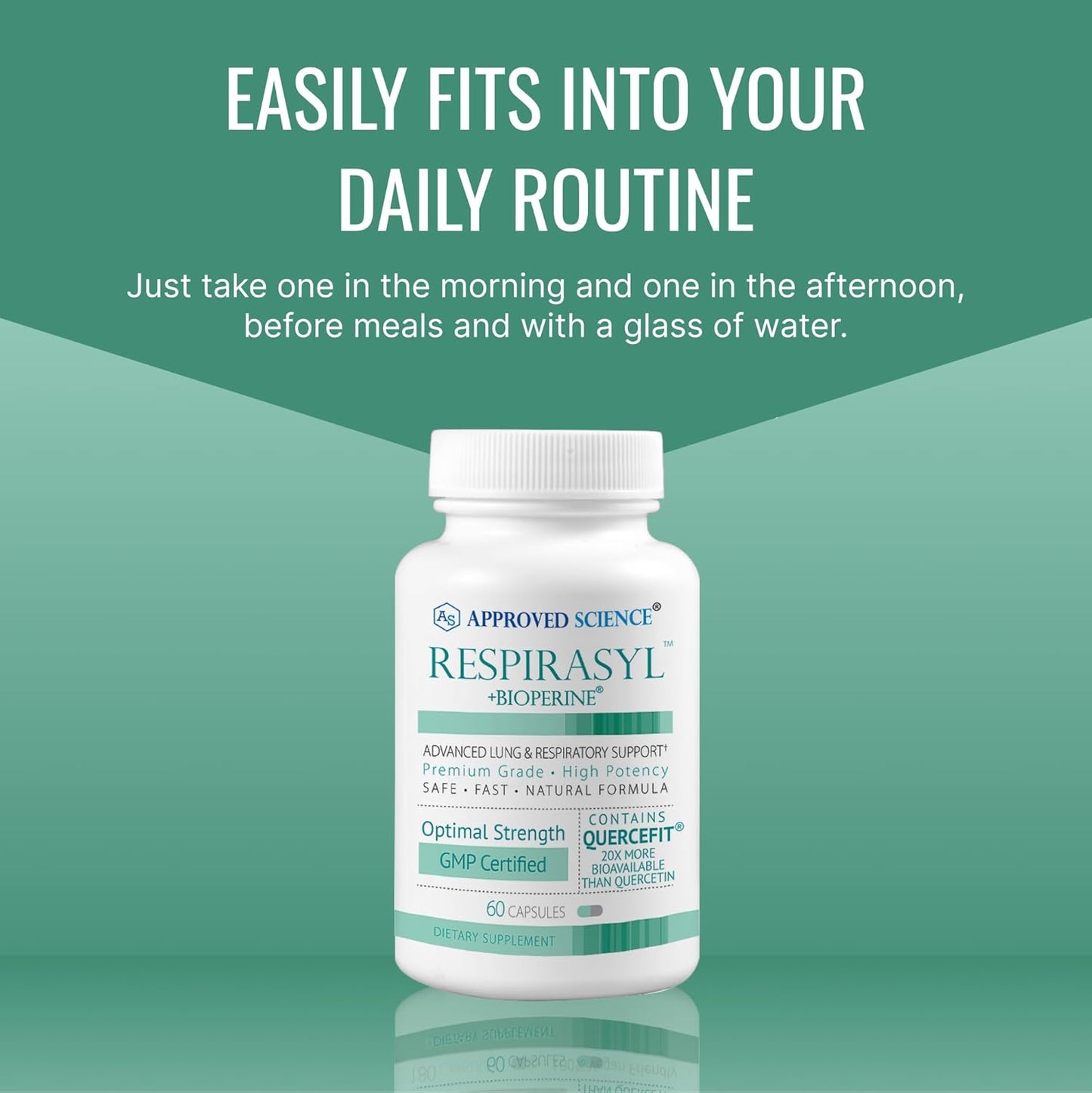 Respirasyl Lung and Respiratory Support Supplement with Quercefit and Vitamins - 3 Month Supply - Made in USA