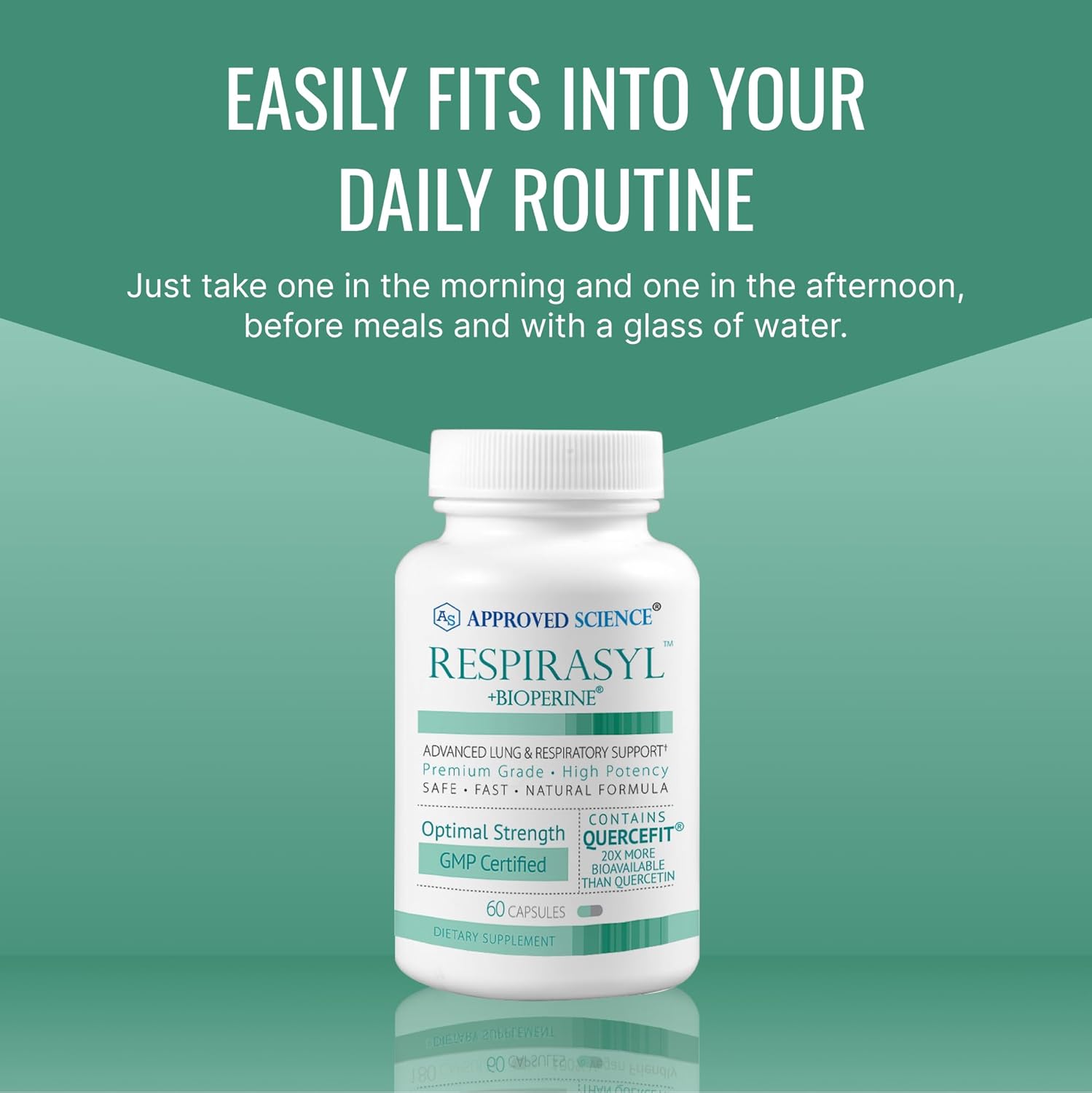 Respirasyl Lung and Respiratory Support Supplement with Quercefit and Vitamins - 3 Month Supply - Made in USA