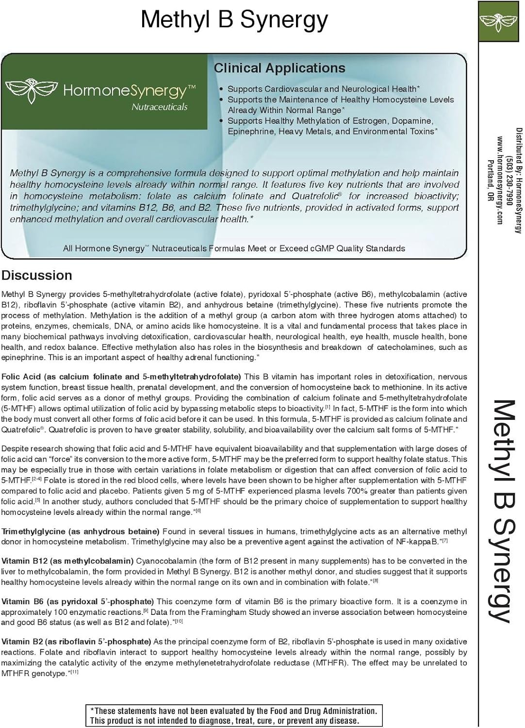 RetzlerRx® Methyl B Synergy: Comprehensive Methylation Support with Methyl Folate, B12, Riboflavin, and B6 - Heart Health Supplement