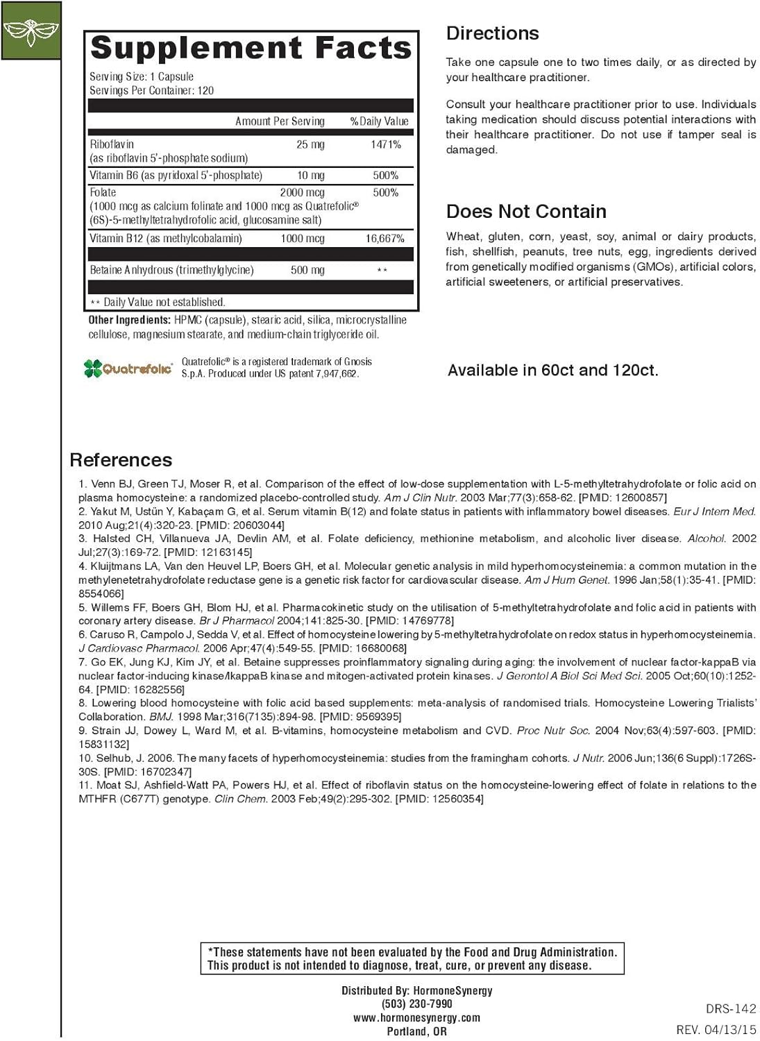 RetzlerRx® Methyl B Synergy: Comprehensive Methylation Support with Methyl Folate, B12, Riboflavin, and B6 - Heart Health Supplement
