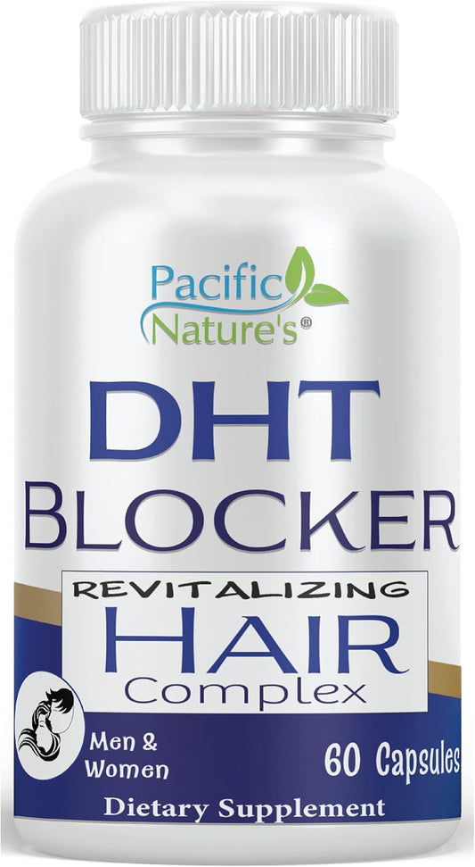 Revitalize Hair Growth with Pacific Nature's DHT Blocker Supplement - 60 Capsules for Men & Women - Non-GMO, Gluten Free Formula