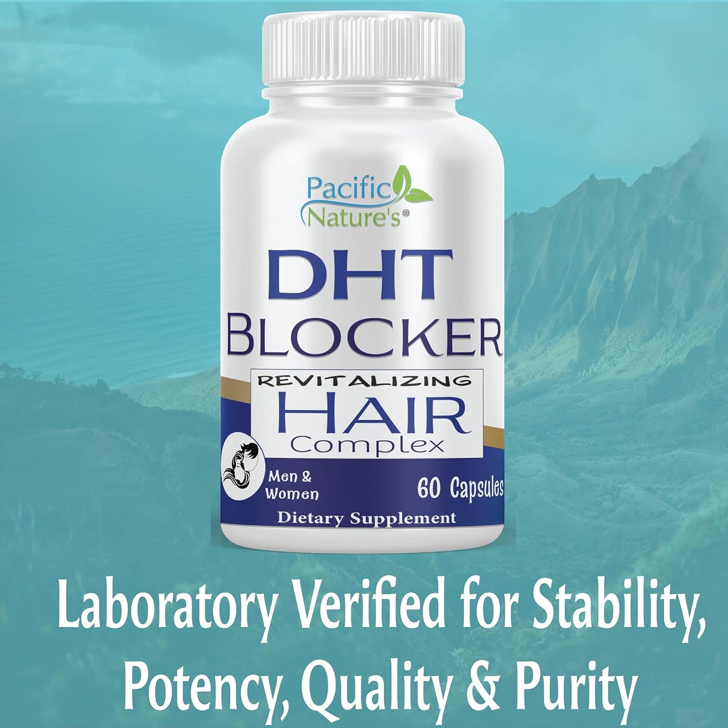 Revitalize Hair Growth with Pacific Nature's DHT Blocker Supplement - 60 Capsules for Men & Women - Non-GMO, Gluten Free Formula