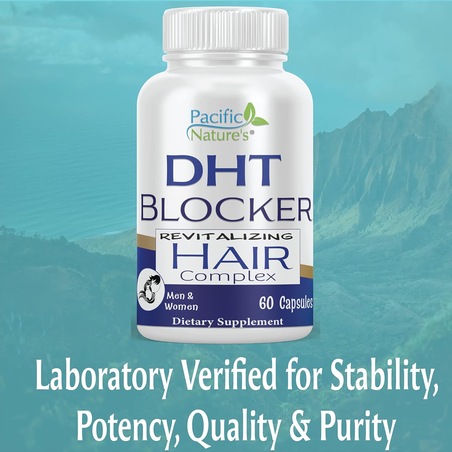 Revitalize Hair Growth with Pacific Nature's DHT Blocker Supplement - 60 Capsules for Men & Women - Non-GMO, Gluten Free Formula