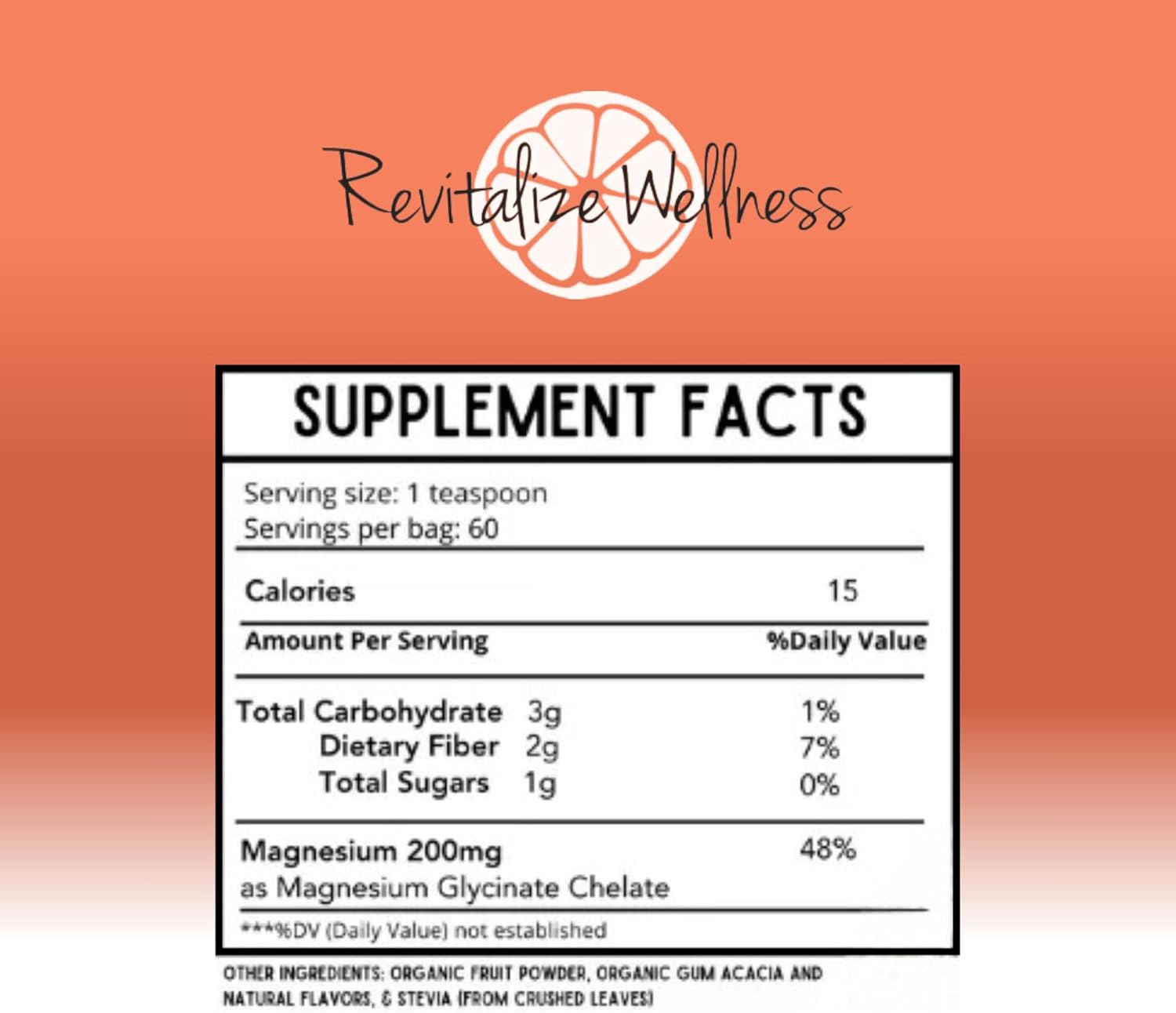 Revitalize Wellness Mag Defense | 200 mg Orthomolecular Magnesium Glycinate Chelate | Pure, Corn Free, GMO-Free | Fruit Punch Flavor, 60 Servings