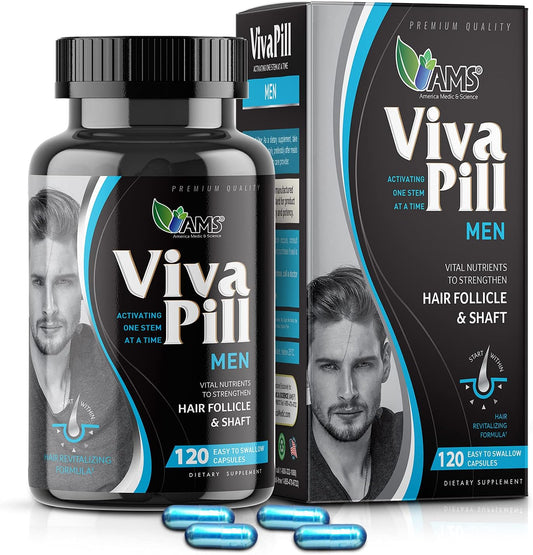 Revitalizing Men's Hair, Skin, and Nails Vitamins - VivaPill with Biotin, Collagen, and Keratin - 120 Capsules