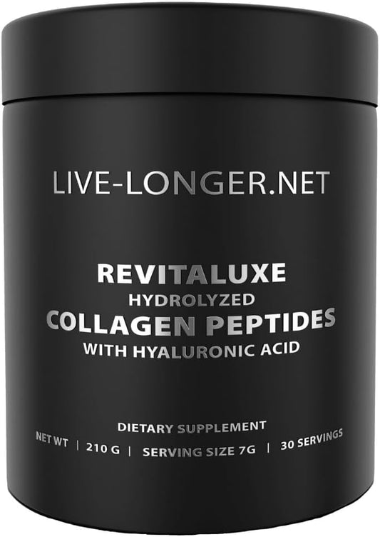 Revitaluxe Hydrolyzed Collagen Peptides with Hyaluronic Acid for Youthful Skin & Longevity from Live-Longer.net