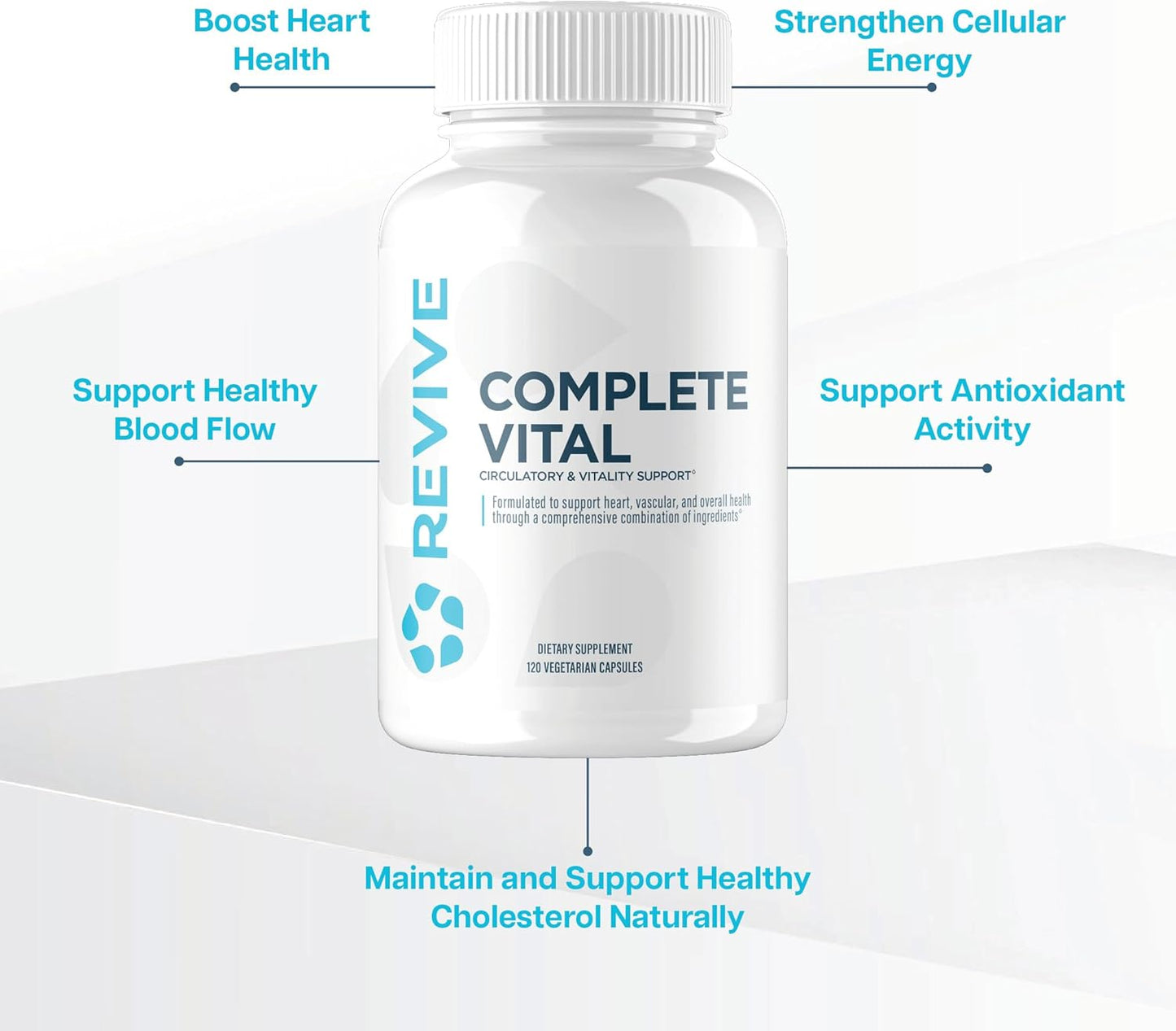 Revive MD Complete Vital Supplement - 120 Vegetarian Capsules with NAC & CoQ10 for Health Support & Antioxidant Boost