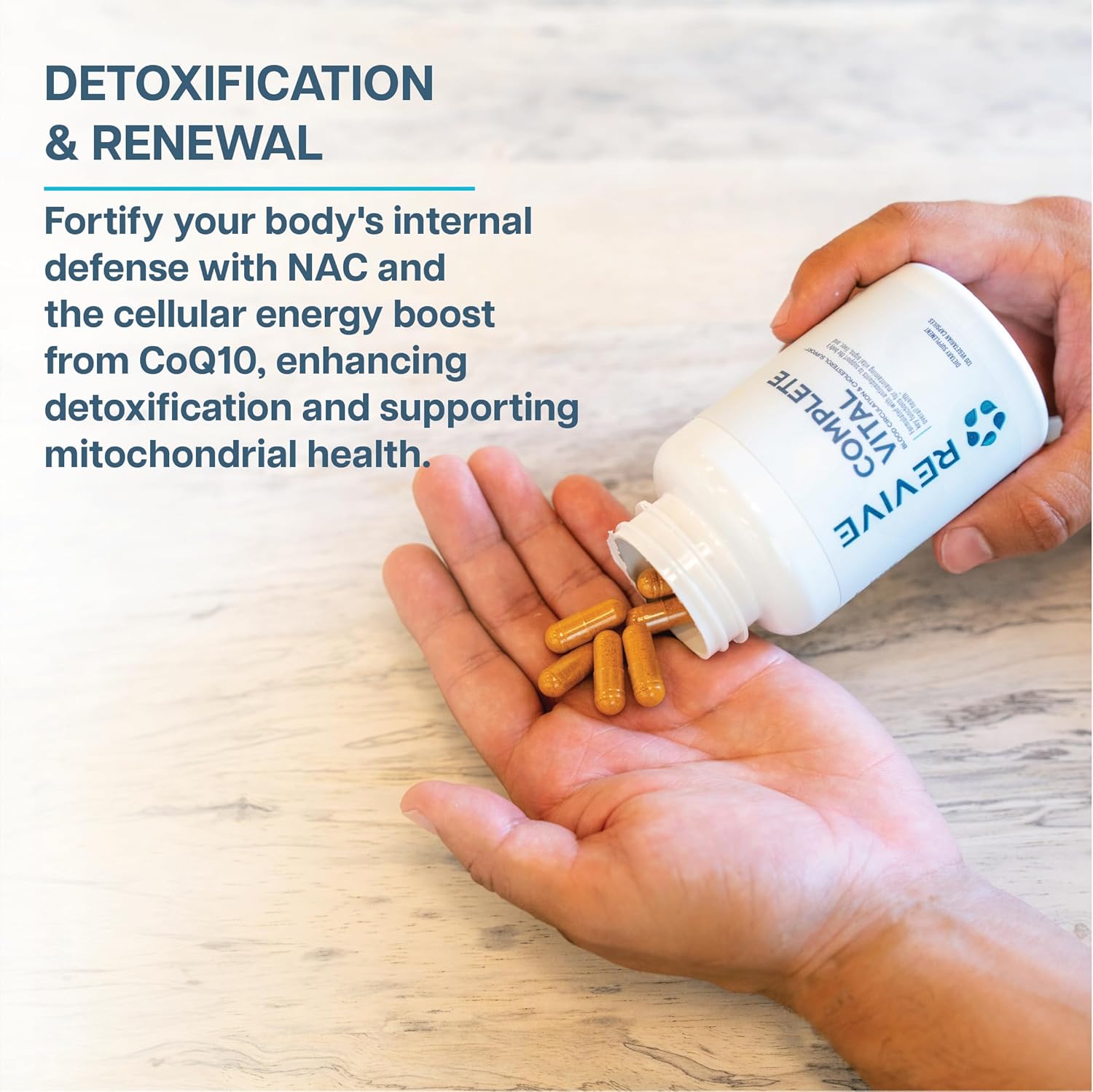 Revive MD Complete Vital Supplement - 120 Vegetarian Capsules with NAC & CoQ10 for Health Support & Antioxidant Boost