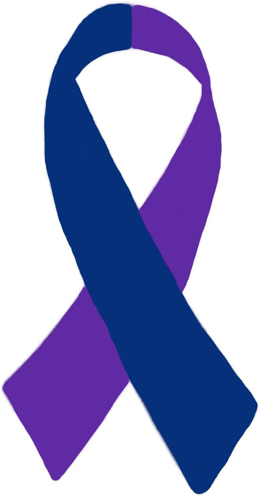 Rheumatoid Arthritis Awareness Ribbon Decal - Small Blue & Purple - Ideal for Helmets and Vehicles - Support Groups, Events, Fundraising