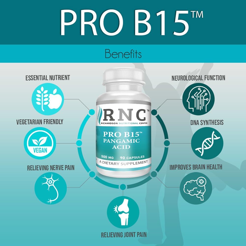 Richardson Nutritional Center B15 Complete Extra Strength Supplements - 500mg 90 VCapsules for Healthy Oxygen Energy Levels