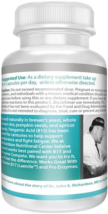 Richardson Nutritional Center B15 Complete Extra Strength Supplements - 500mg 90 VCapsules for Healthy Oxygen Energy Levels