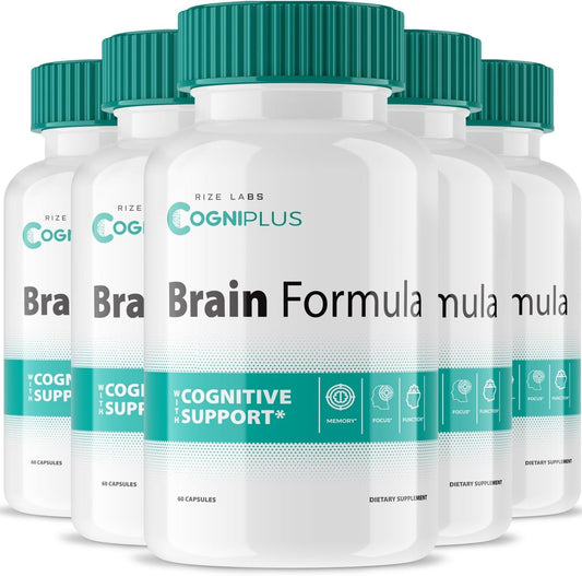 Rize Labs 5 Pack Cogni Plus Brain Formula Capsules - Cognitive Support for Memory & Focus, 300 Capsules