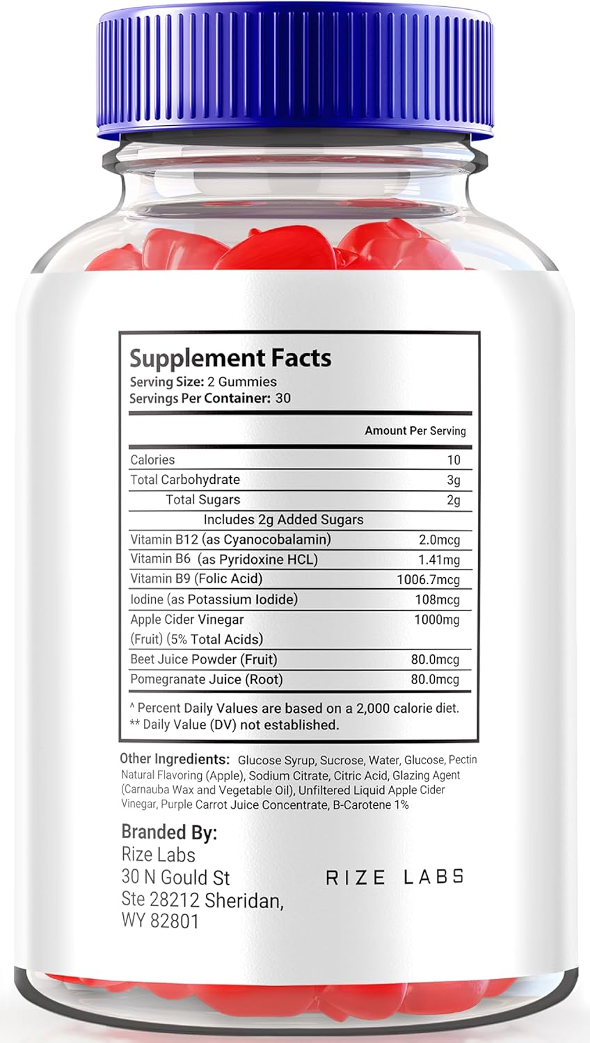 rize labs Apple Cider Vinegar Gummies for Advanced  Slimming Formula  - Metabolic Solutions with Keto - Official Reviews - 60 Gummies