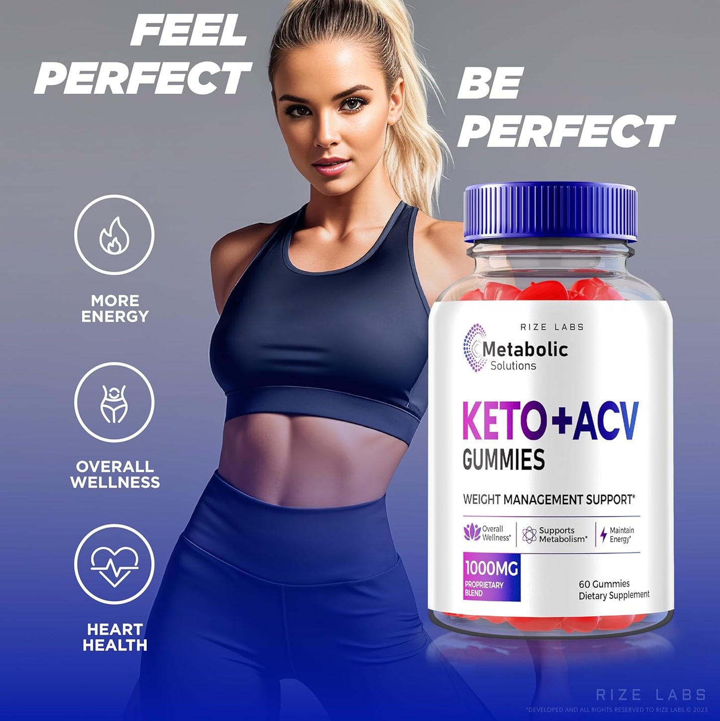 rize labs Apple Cider Vinegar Gummies for Advanced  Slimming Formula  - Metabolic Solutions with Keto - Official Reviews - 60 Gummies