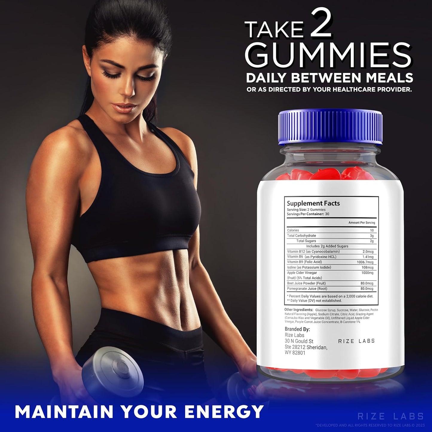 rize labs Apple Cider Vinegar Gummies for Advanced  Slimming Formula  - Metabolic Solutions with Keto - Official Reviews - 60 Gummies