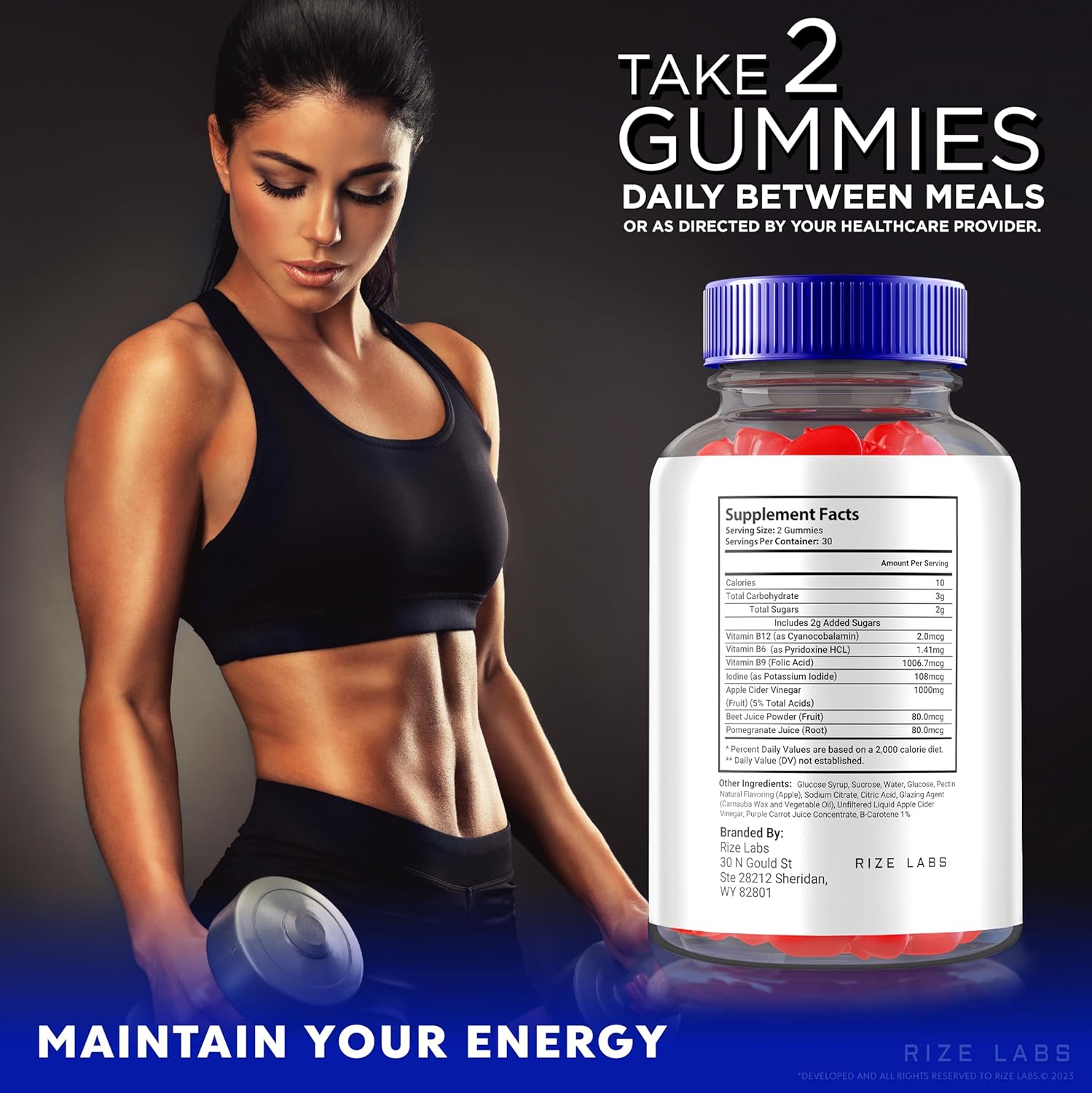 rize labs Apple Cider Vinegar Gummies for Advanced  Slimming Formula  - Metabolic Solutions with Keto - Official Reviews - 60 Gummies