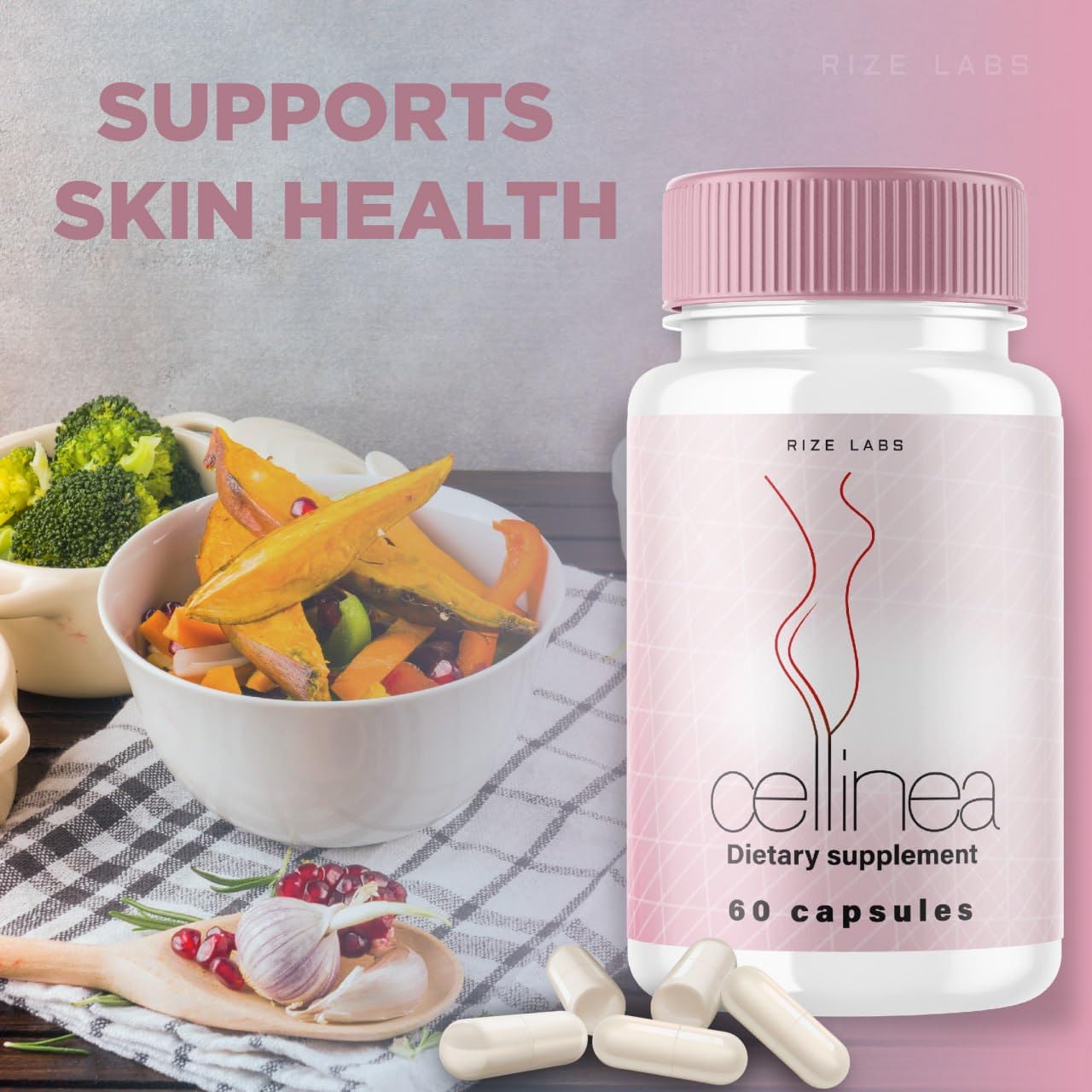 Rize Labs Cellinea Pills - 5 Pack for Healthy Skin Hydration - All-Natural Dietary Supplement with 300 Capsules - Reviews