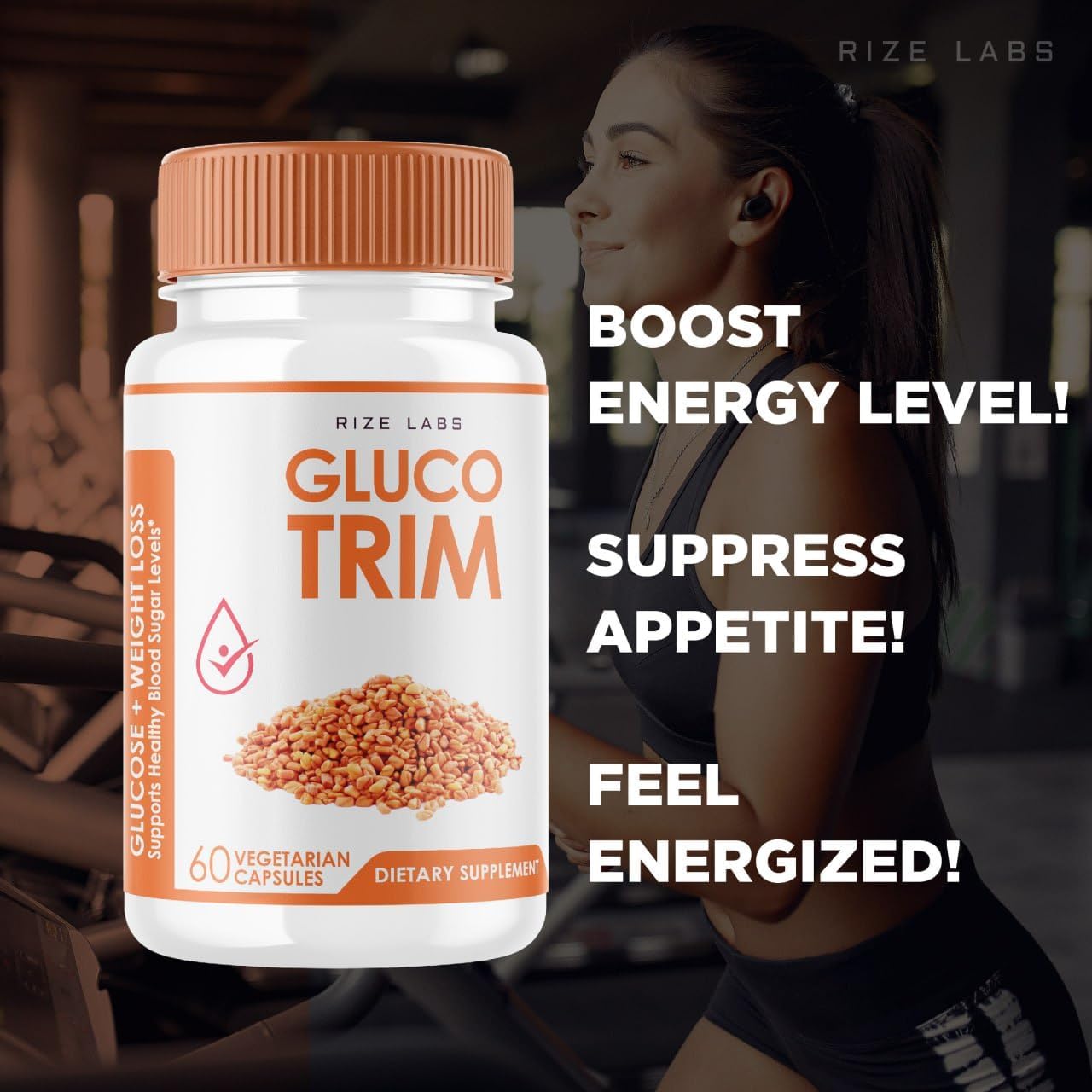 rize labs GlucoTrim - All-Natural Blood Sugar Support Capsules for Stable Health - Advanced Formula with Optimal Benefits - 60 Capsules