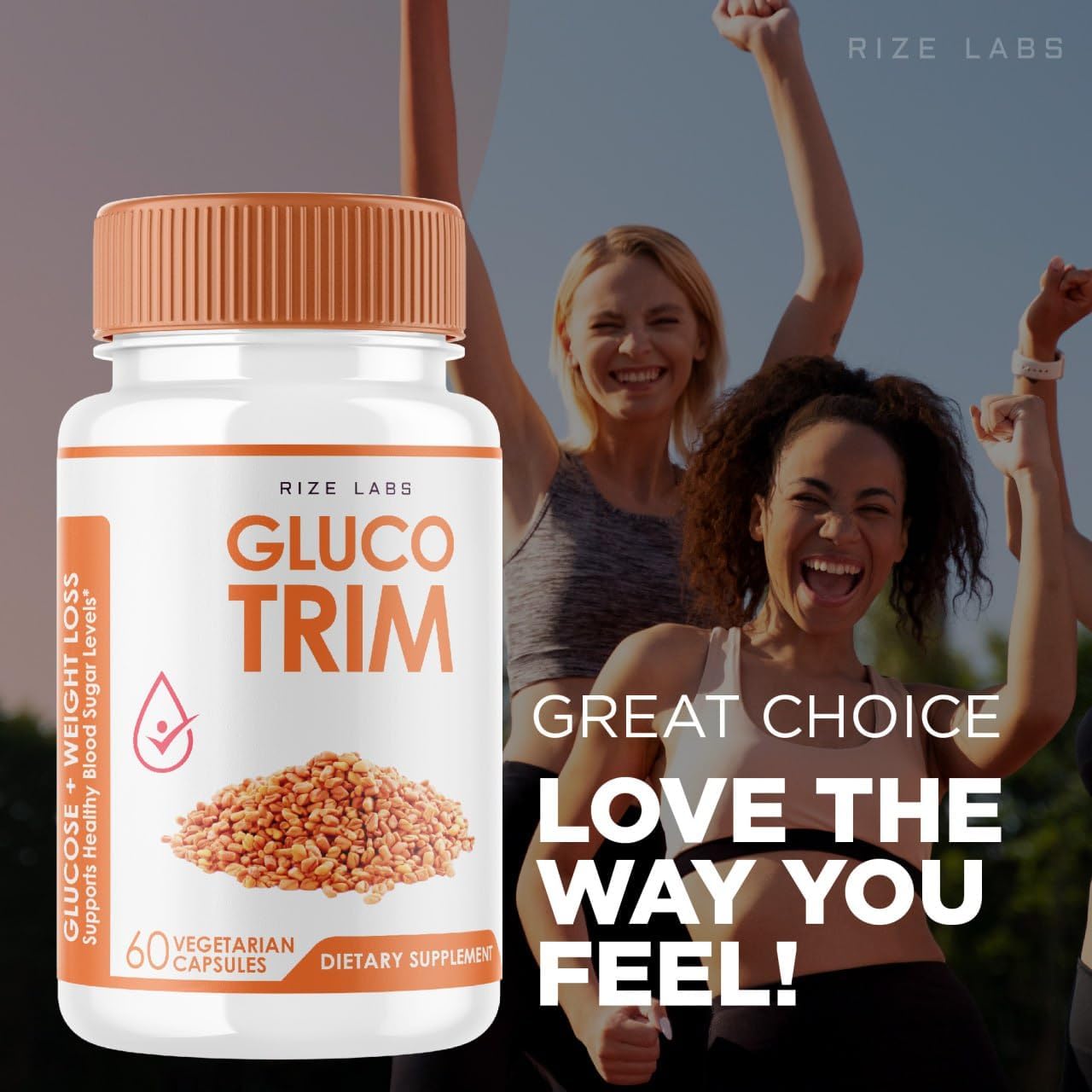 rize labs GlucoTrim - All-Natural Blood Sugar Support Capsules for Stable Health - Advanced Formula with Optimal Benefits - 60 Capsules