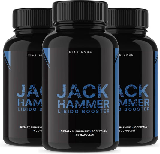 Rize Labs Jack Hammer Libido Booster Supplement for Men - 180 Capsules, All Natural Formula for Improved Performance