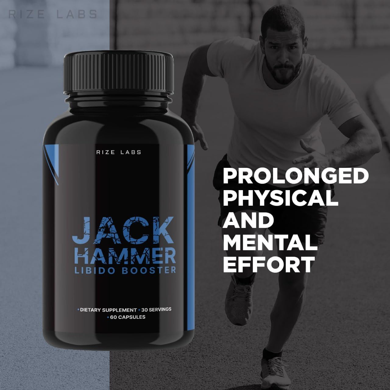 Rize Labs Jack Hammer Libido Booster Supplement for Men - 180 Capsules, All Natural Formula for Improved Performance