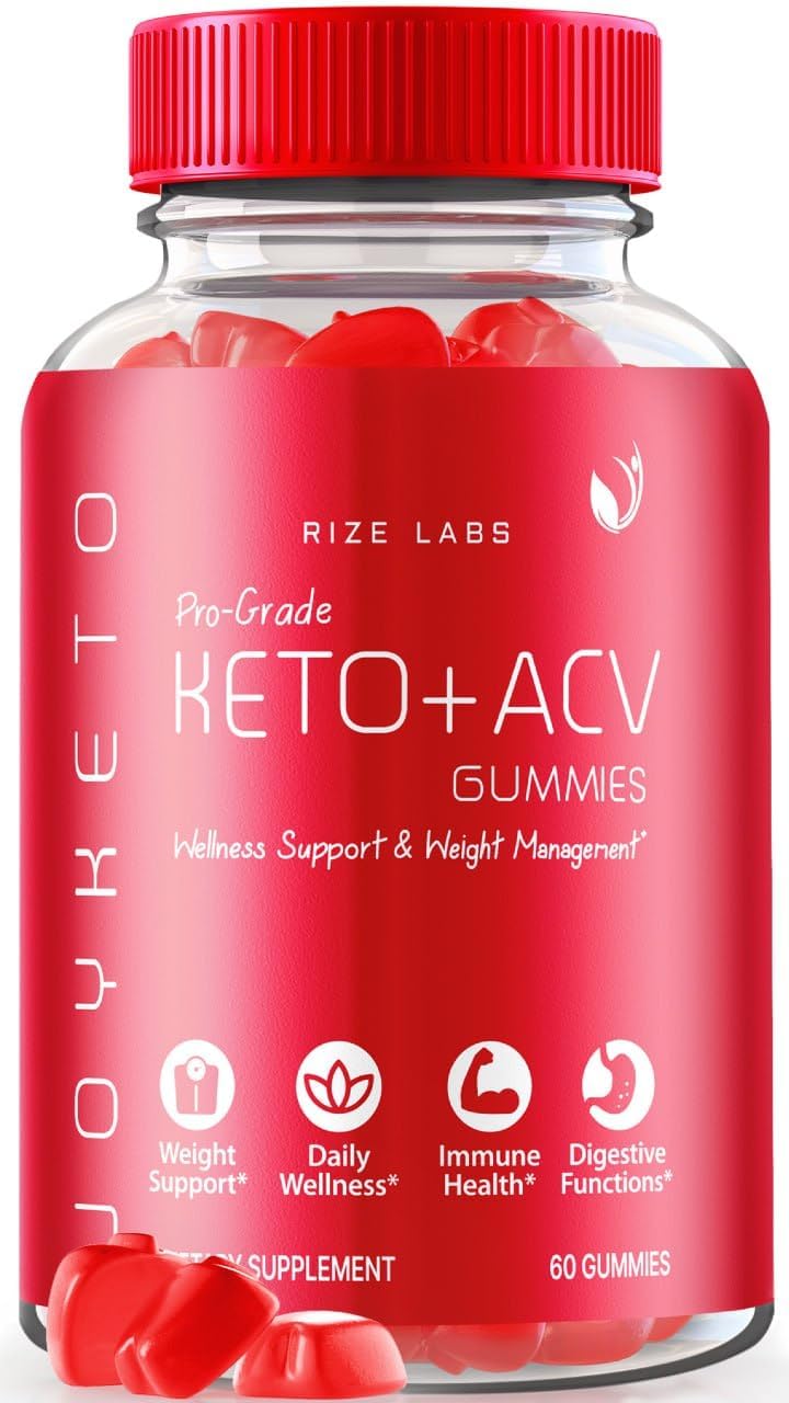 Rize Labs Joy Keto ACV Gummies - Advanced  Slimming Formula  Support with Carb Blocking, Digestive Health, Vitamin B12 - 60 Gummies