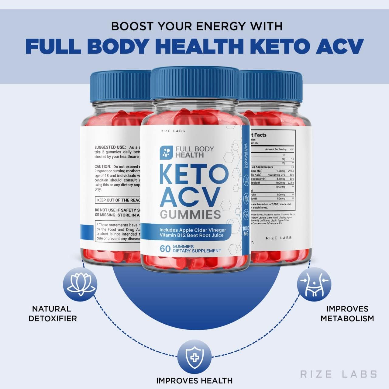 rize labs Keto ACV Gummies for Full Body Health &  Slimming Formula  Support - Max Strength Energy Formula (60 Gummies)