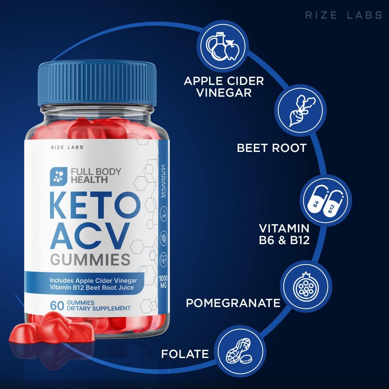 rize labs Keto ACV Gummies for Full Body Health &  Slimming Formula  Support - Max Strength Energy Formula (60 Gummies)