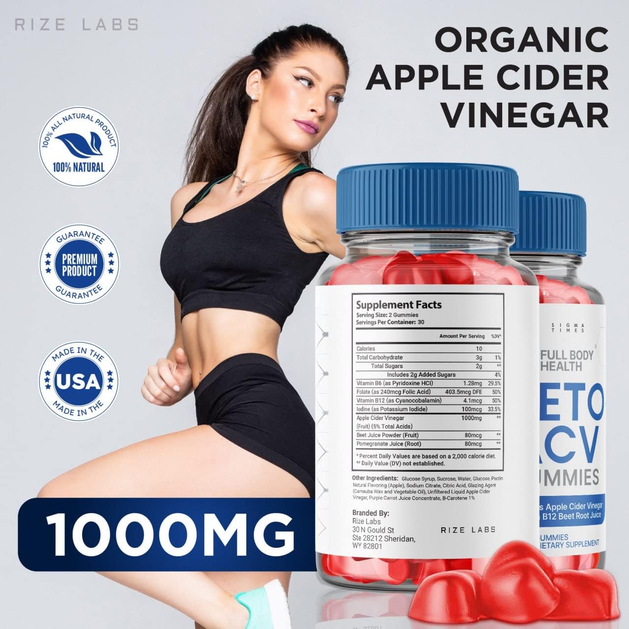 rize labs Keto ACV Gummies for Full Body Health &  Slimming Formula  Support - Max Strength Energy Formula (60 Gummies)