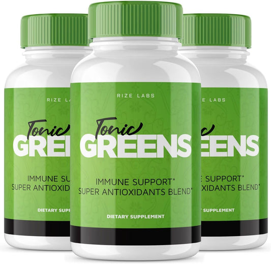 Rize Labs Tonic Greens Capsules - 3 Pack with Immune Support, Advanced Formula Supplement, Super Antioxidants Blend - 180 Capsules