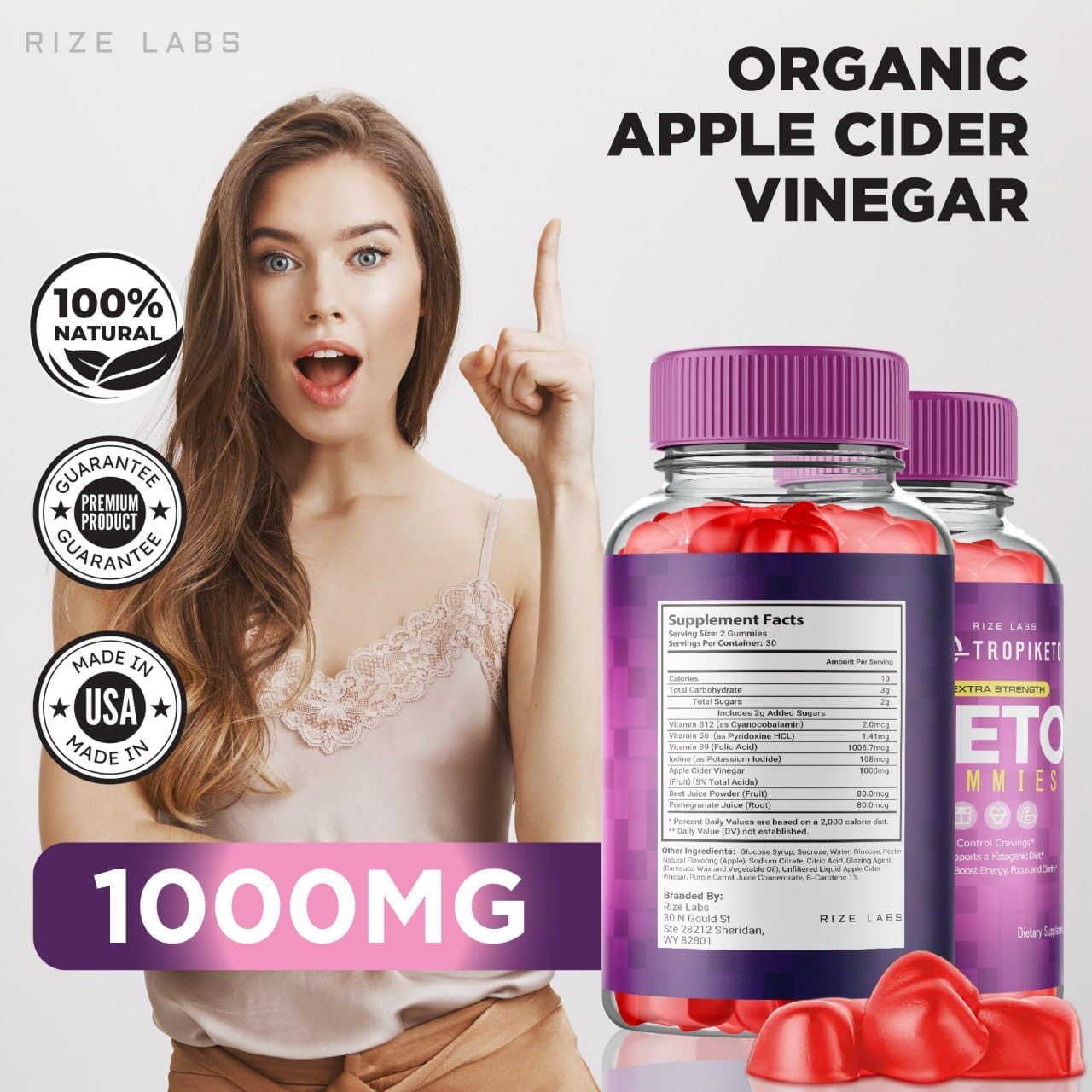 Rize Labs TropiKeto Extra Strength Gummies - Pack of 3 for Advanced  Slimming Formula  - 180 Gummies