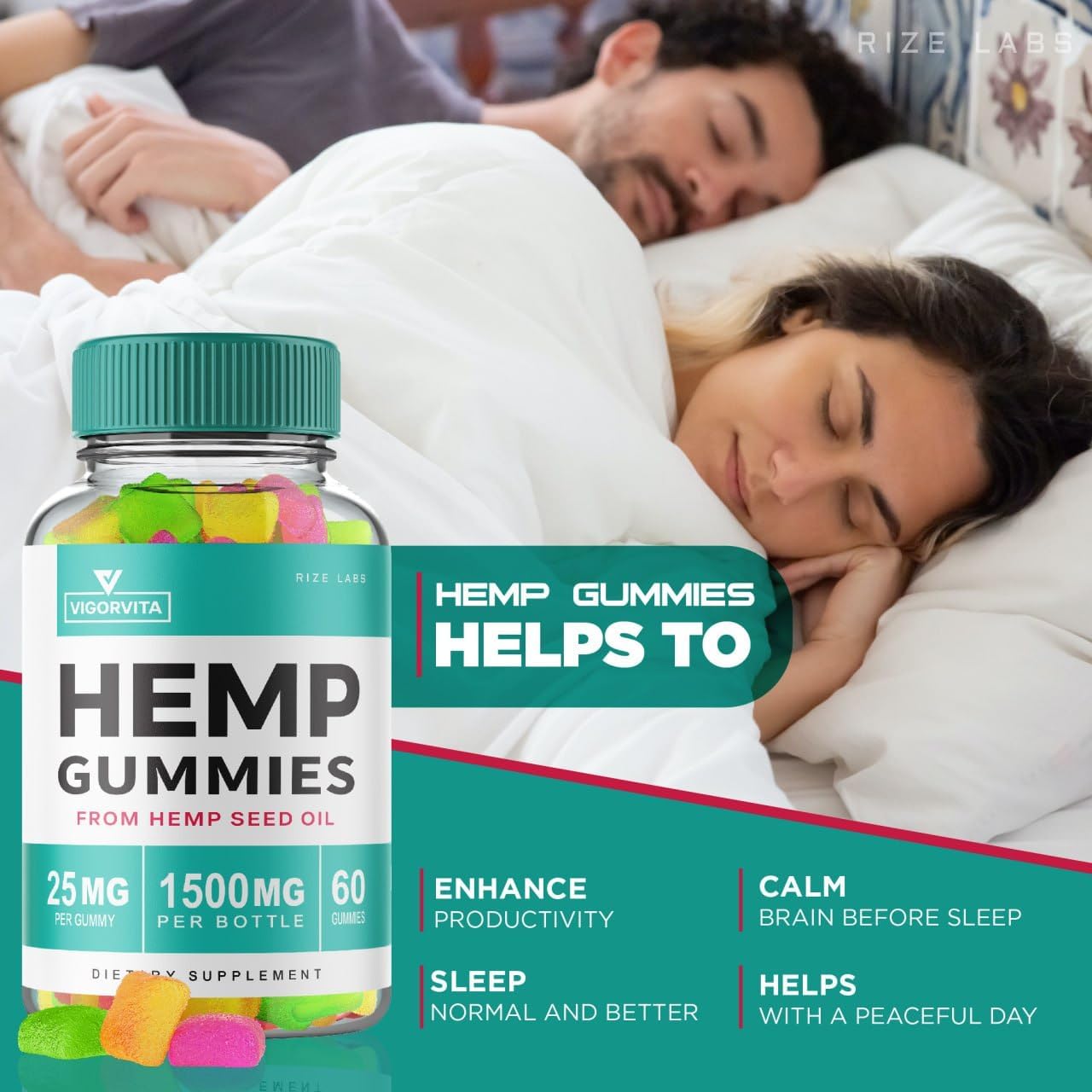 Rize Labs VigorVita Gummy 2-Pack: Maximum Strength Formula for Good Well-Being - 120 Premium Blend Gummies