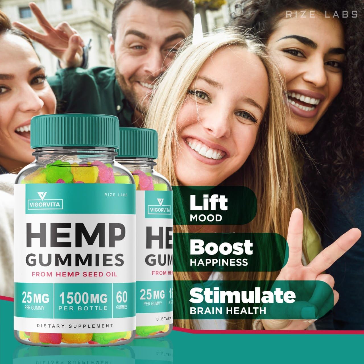 Rize Labs VigorVita Gummy 2-Pack: Maximum Strength Formula for Good Well-Being - 120 Premium Blend Gummies