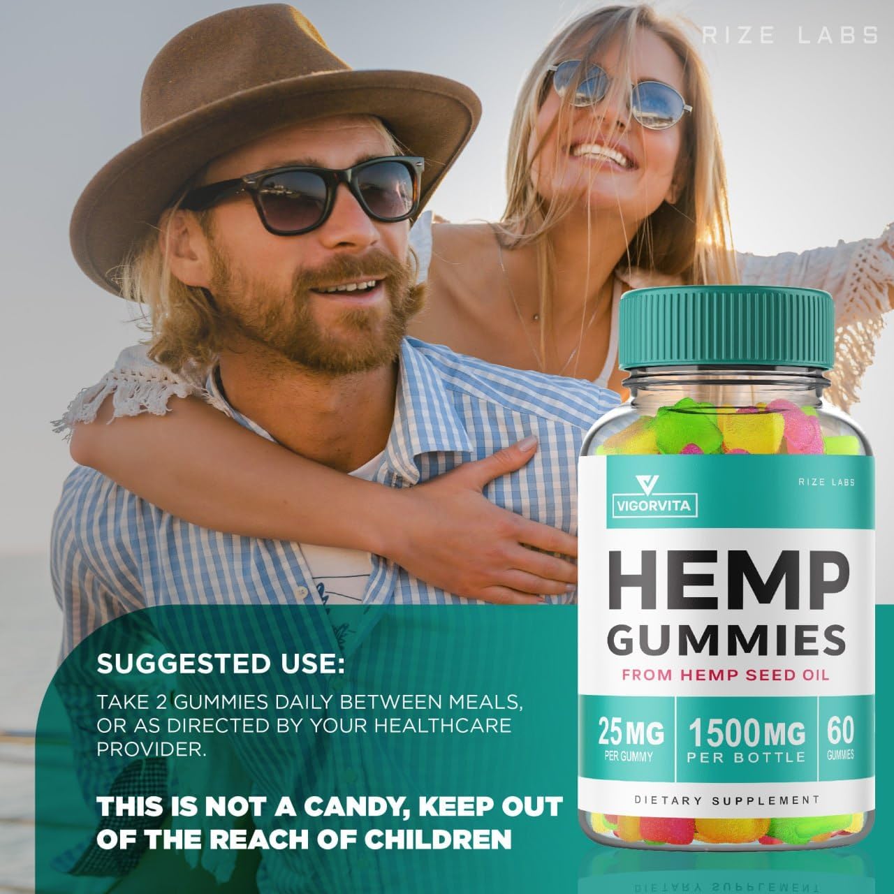 Rize Labs VigorVita Gummy 2-Pack: Maximum Strength Formula for Good Well-Being - 120 Premium Blend Gummies