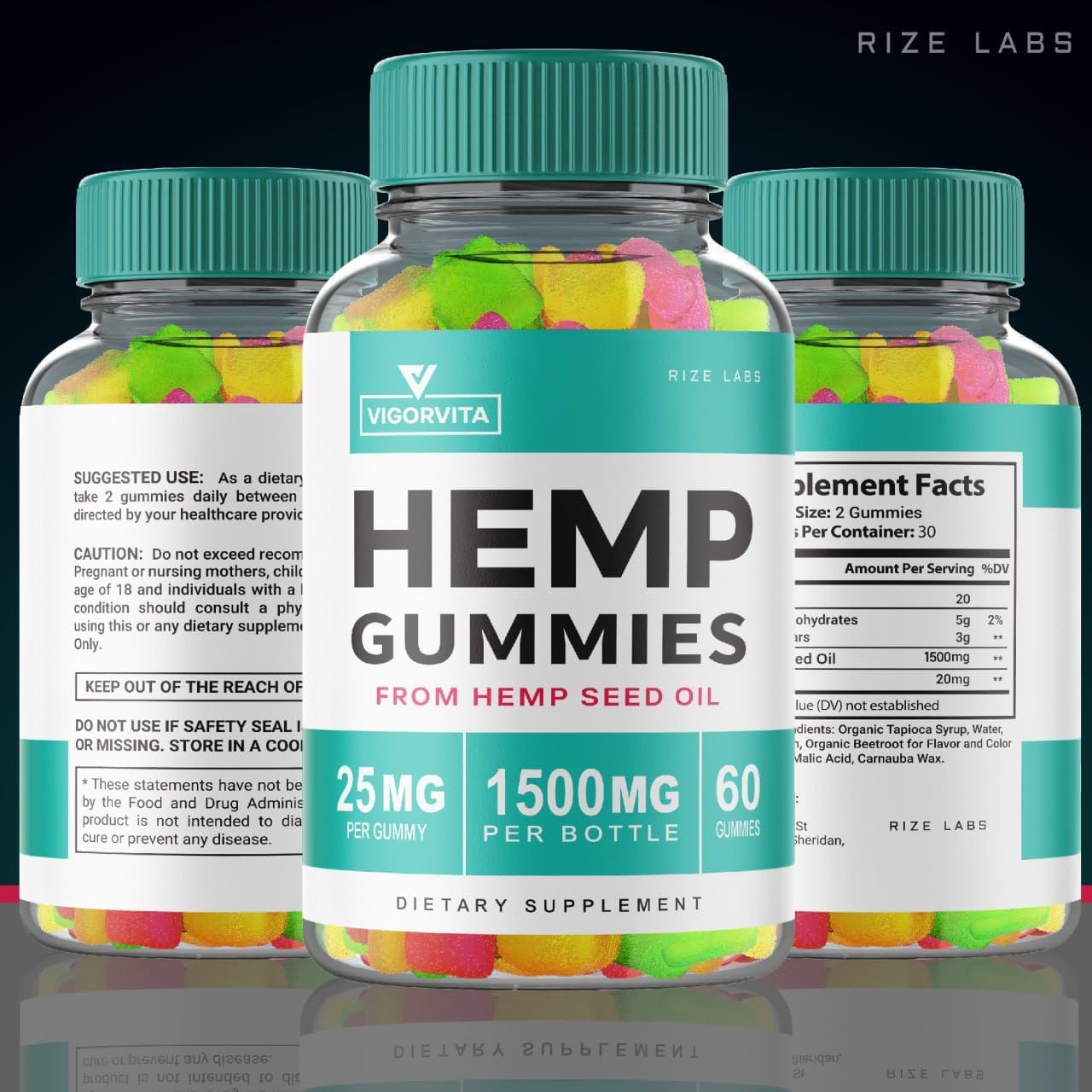 Rize Labs VigorVita Gummy 2-Pack: Maximum Strength Formula for Good Well-Being - 120 Premium Blend Gummies