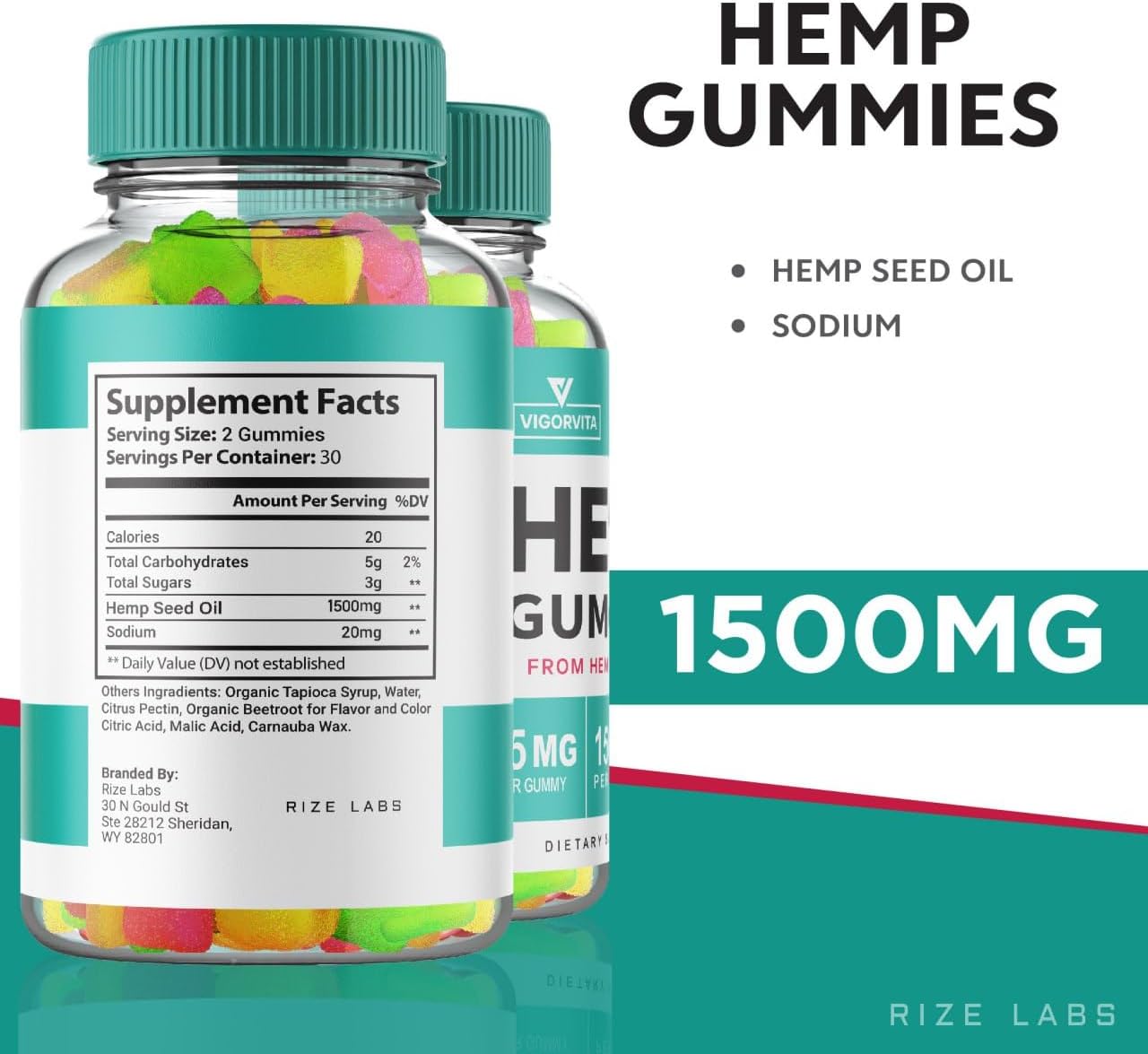 Rize Labs VigorVita Gummy 2-Pack: Maximum Strength Formula for Good Well-Being - 120 Premium Blend Gummies