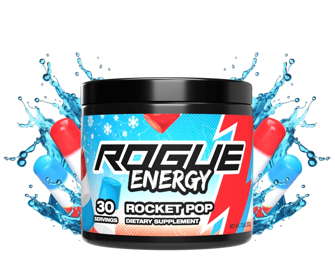 Rocket Pop Rogue Energy Drink Powder - Sugar & Gluten Free Gaming Supplement with Caffeine & Vitamins - Mental Focus & Energy for Long Gaming Hours - Made in USA - 30 Servings