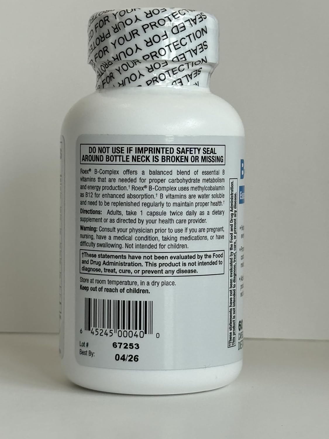 Roex B-Complex Vitamins: Biologically Active Forms for Brain, Heart, Energy, and Immune Support - 60 Count