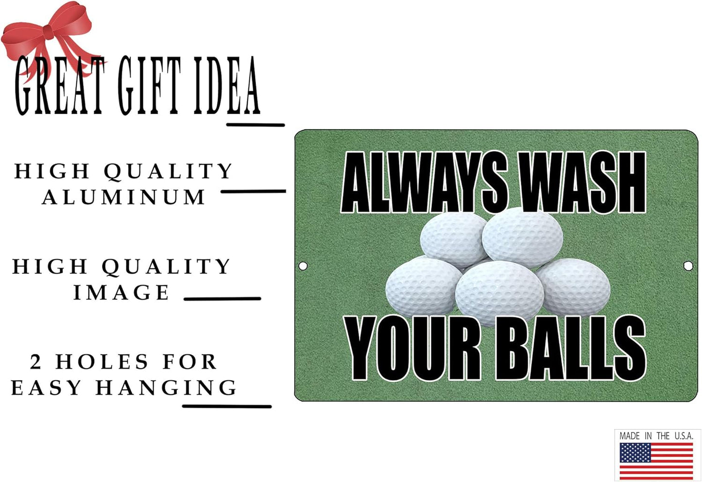 Rogue River Tactical Golf Tin Sign Wall Decor - Always Wash Your Balls Funny Man Cave Bar Decoration for Golfers