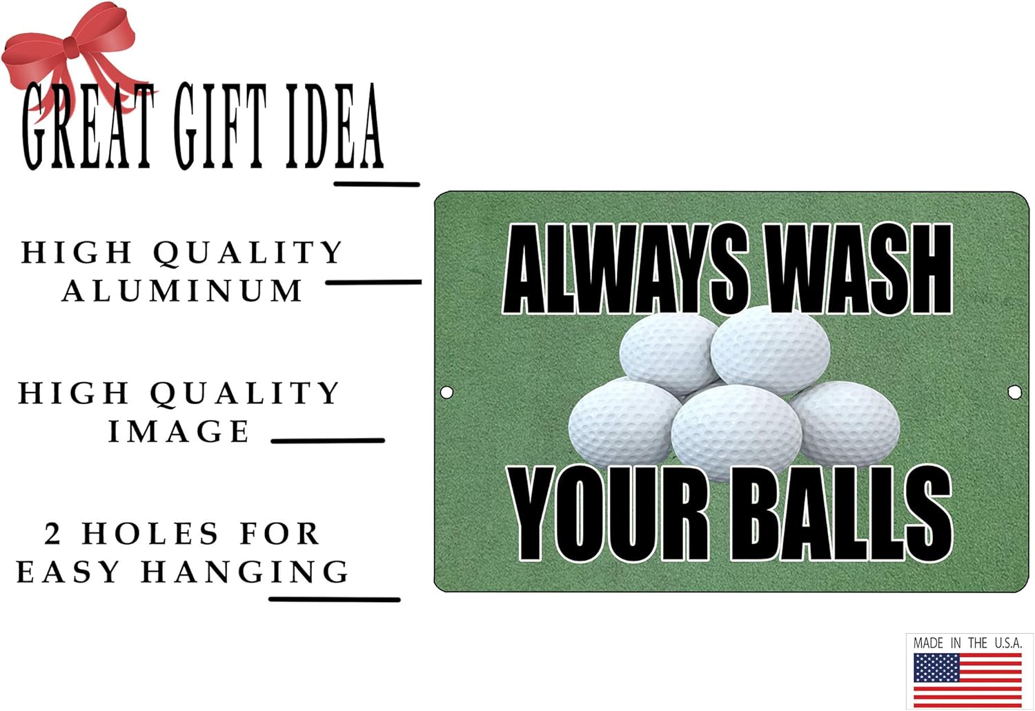 Rogue River Tactical Golf Tin Sign Wall Decor - Always Wash Your Balls Funny Man Cave Bar Decoration for Golfers