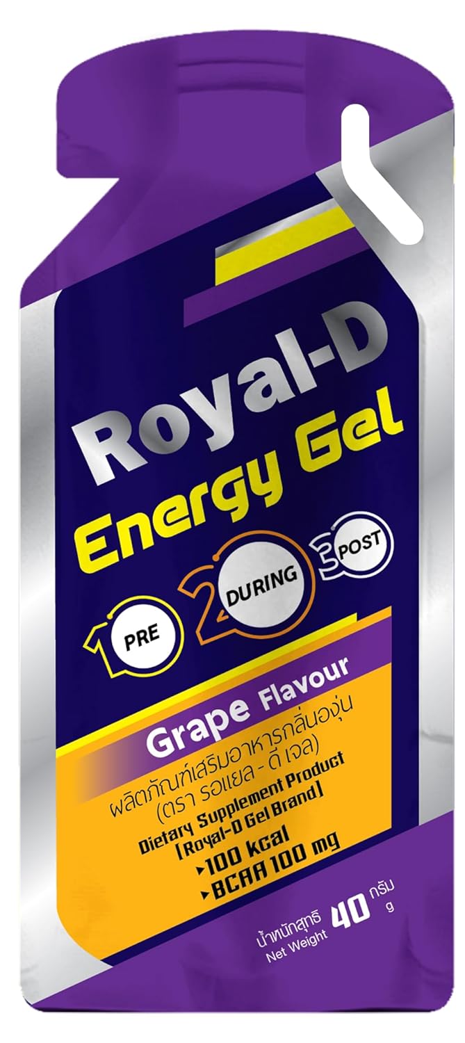 Royal-D Energy Gels - Grape Flavor, 1.4 Oz Packets (20 Count) for Running and Cycling