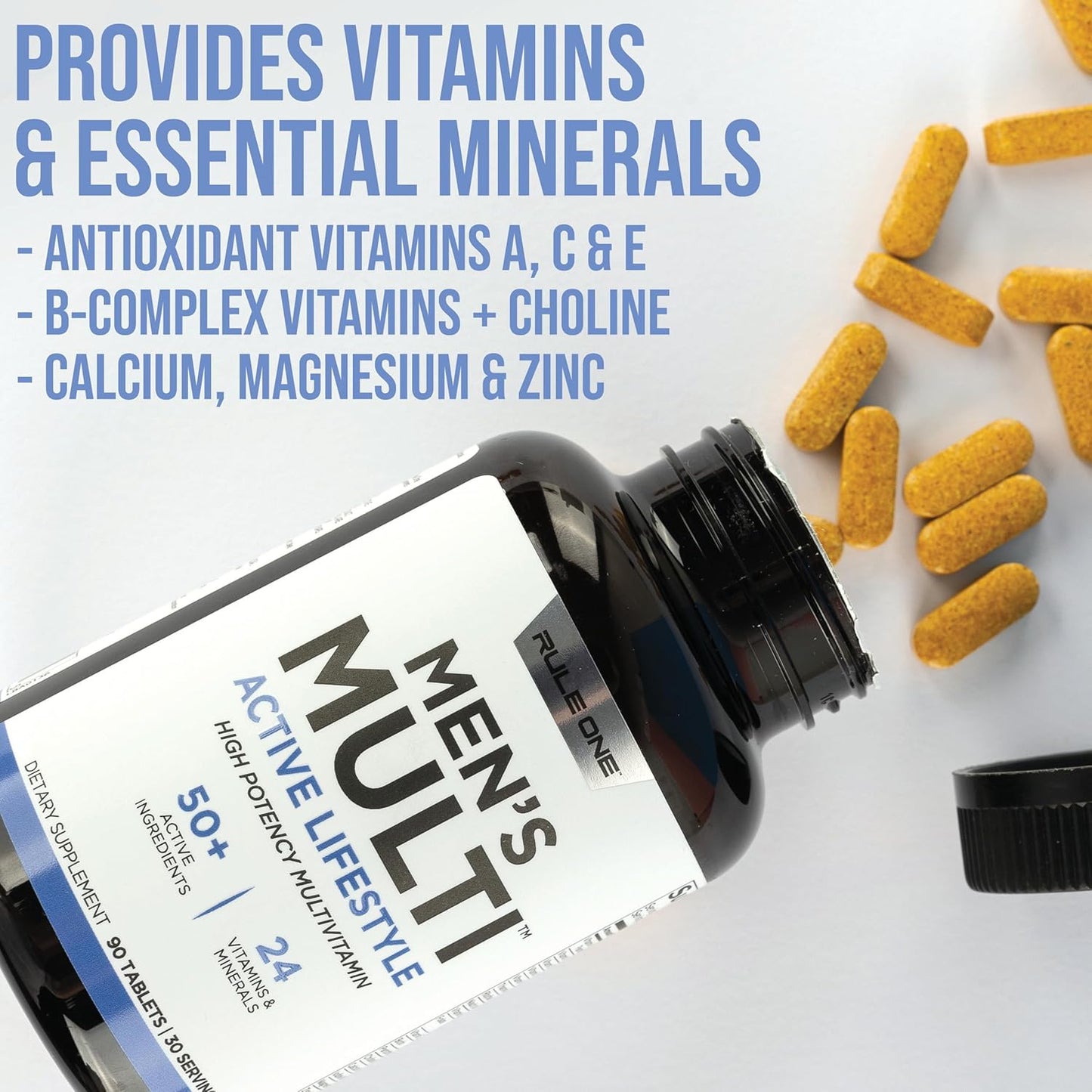 Rule 1 Men's Multi - Daily Vitamins, Minerals, Superfoods for Active Men (90 Tablets)