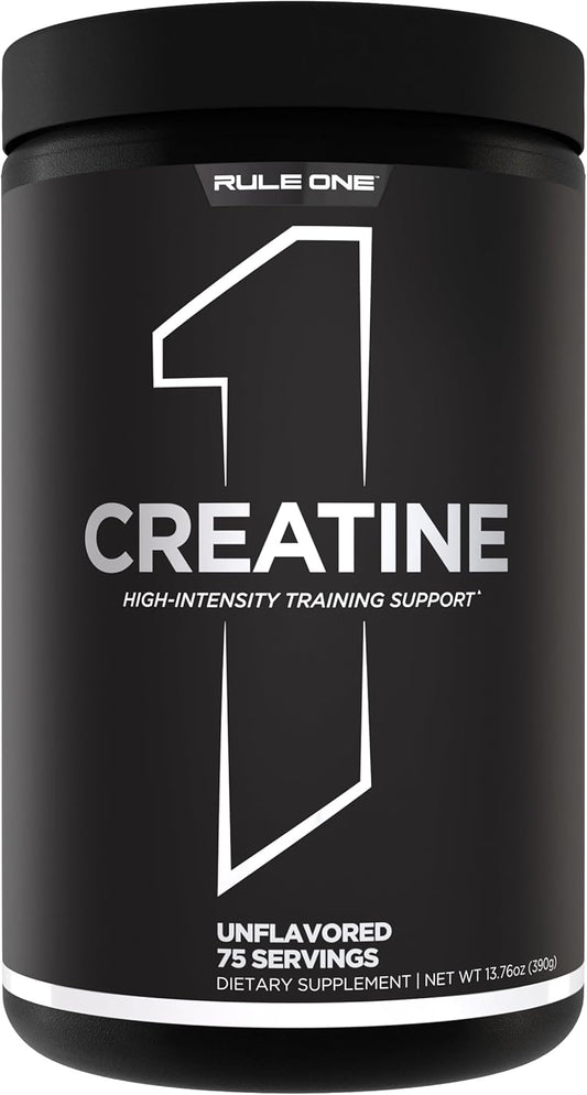 Rule 1 Proteins Creatine Powder - Pure Micronized Monohydrate for High-Intensity Exercise, Lean Body Mass, 75 Servings